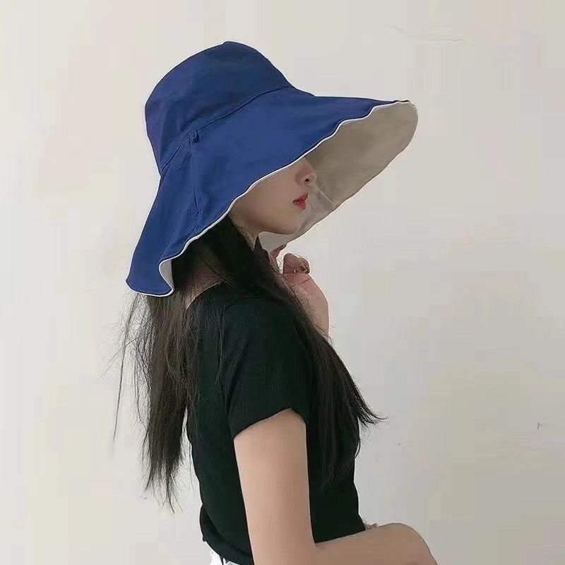 Unisex Minimalist Solid Color Wide Eaves Sun Hat
