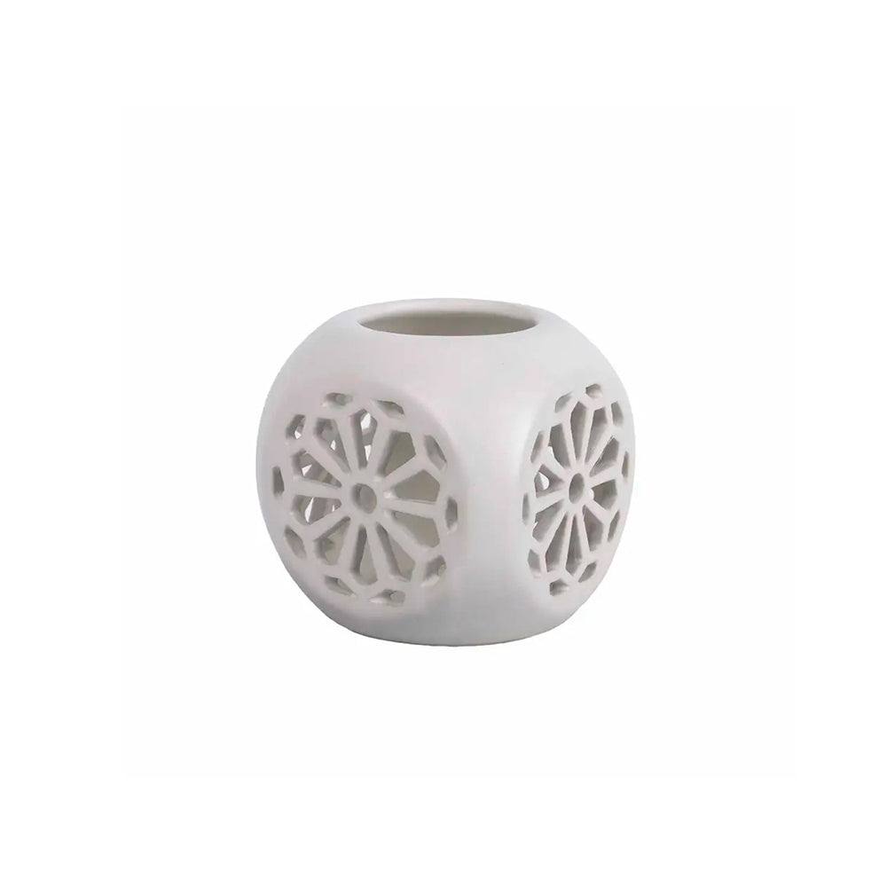 Fiore Ceramic Tealight Holder Small - White