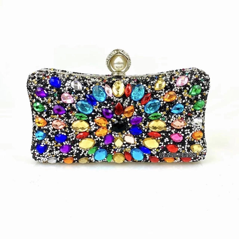 Green Pink Rose Red Arylic Water Droplets Pillow Shape Evening Bags