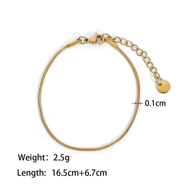 Minimalist Solid Color 304 Stainless Steel 18K Gold Plated Bracelets In Bulk