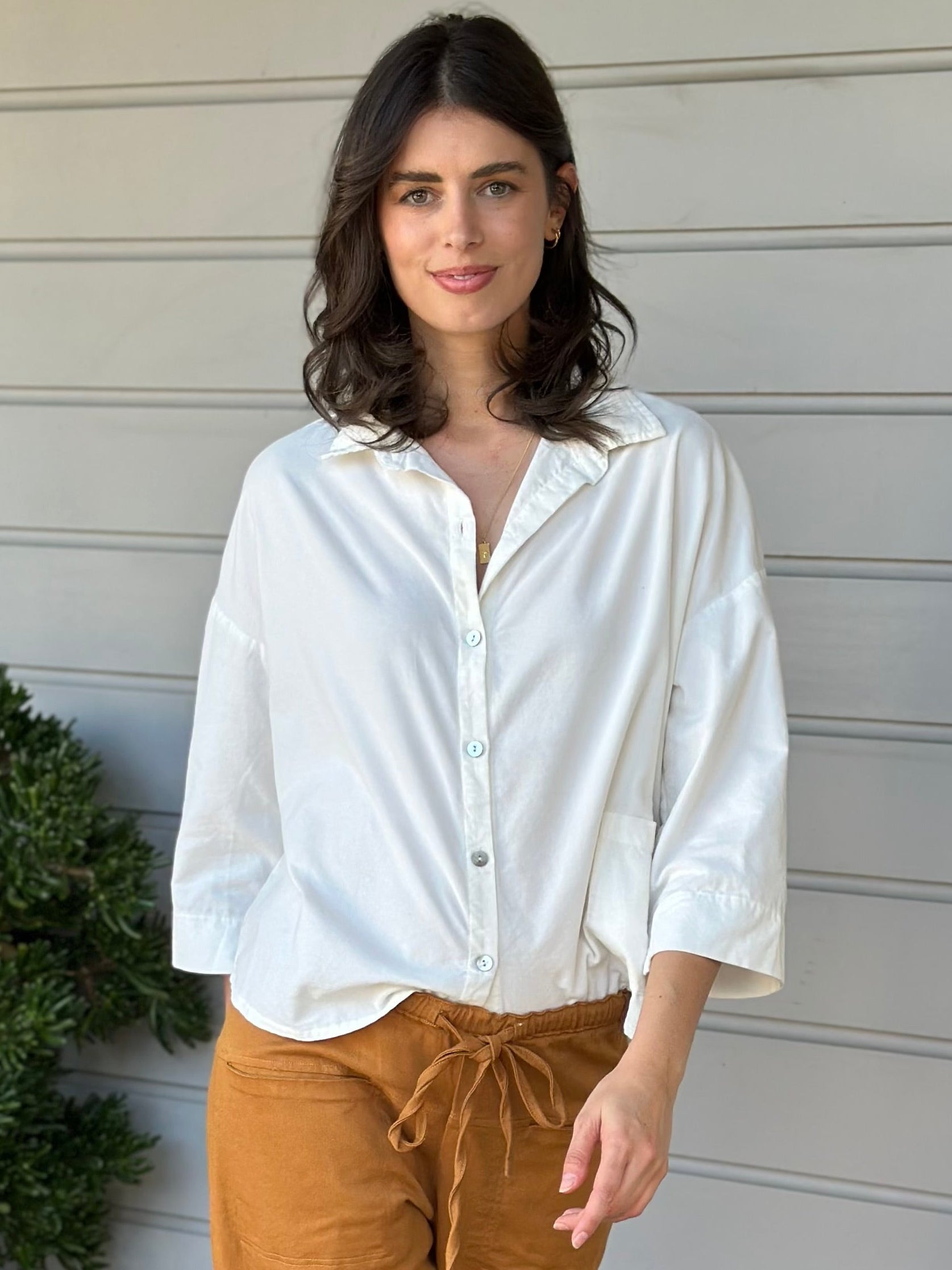 deanna shirt - winter white cord
