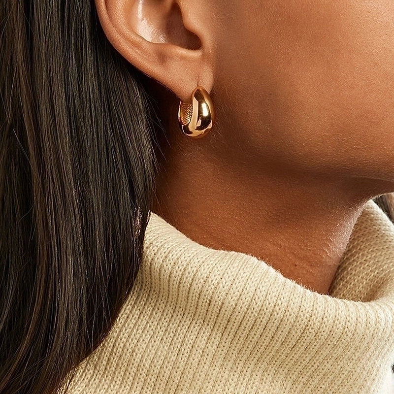 1 Pair Modern Style Round Heart Shape 304 Stainless Steel 18K Gold Plated Hoop Earrings