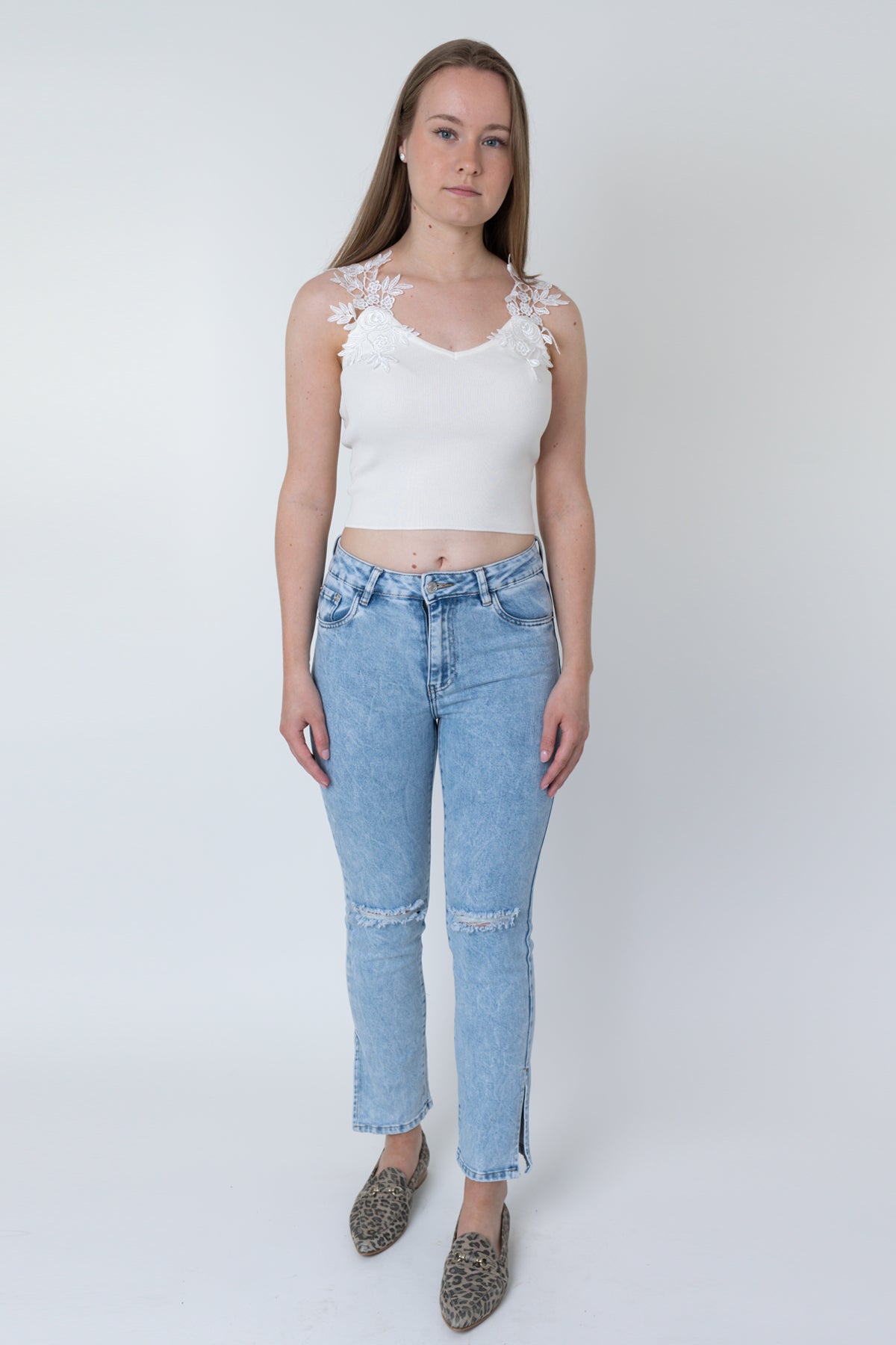 Elke stretch jeans met split