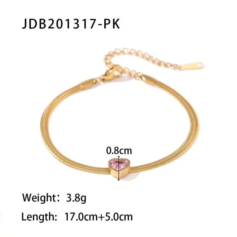 Retro Heart Shape Stainless Steel Chain Zircon Bracelets