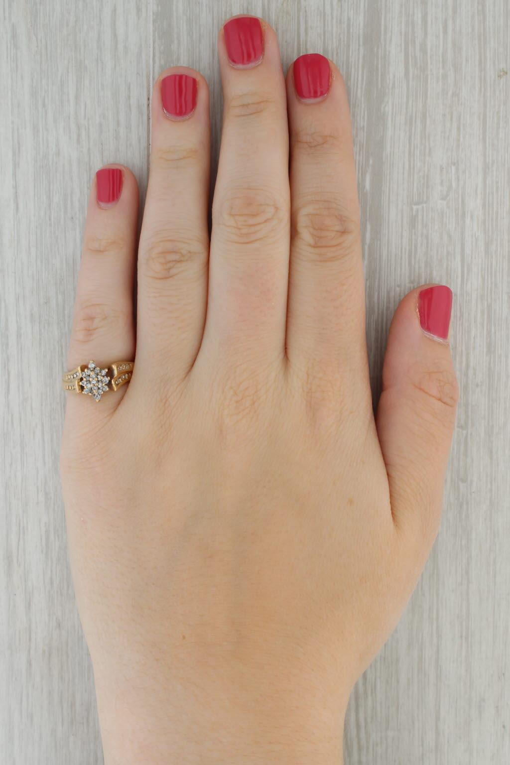 0.25ctw Diamond Cluster Engagement Ring 10k Yellow Gold Size 6