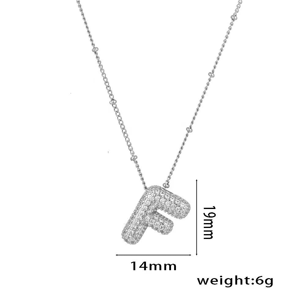 New Micro-Inlaid Zircon 26 Letter Pendant Necklace Copper Plated 18K Gold Fashionable And Classic