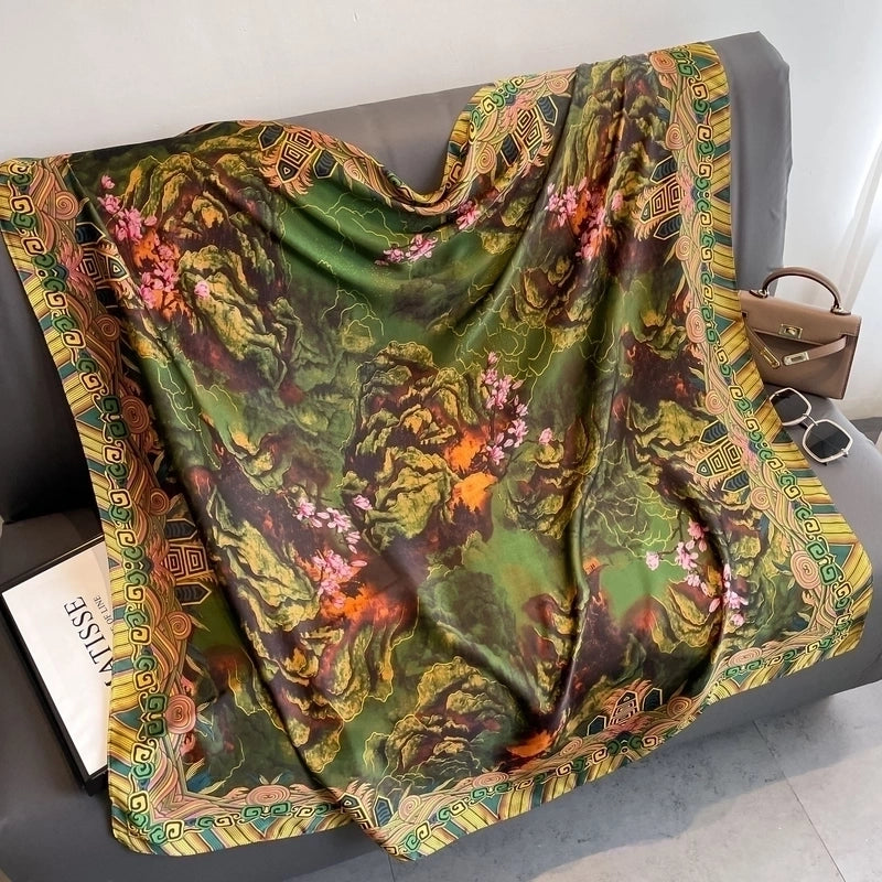 Women's Vintage Style Letter Color Block Polyester Silk Scarves