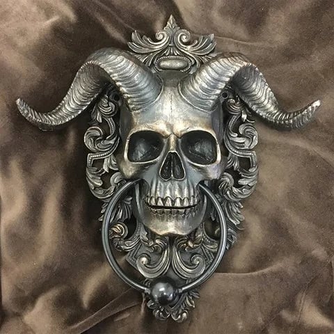 ☠️😈Baphomet Horned God Skull Hanging Door Knocker-Free Shipping