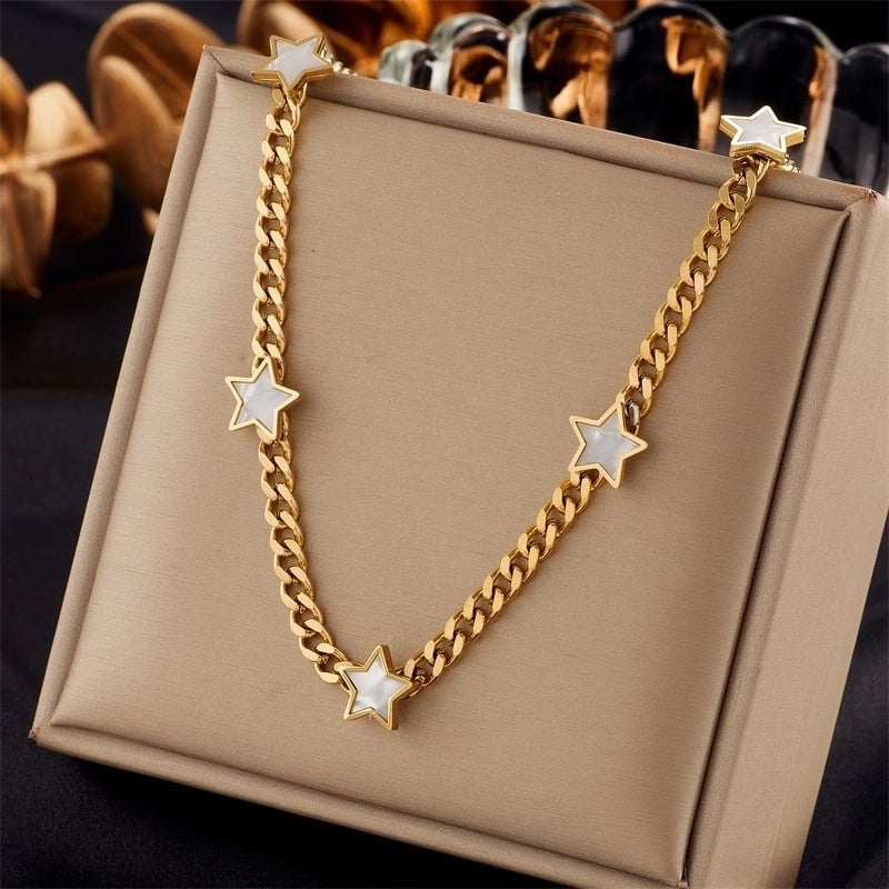 Minimalist Star Heart Shape Titanium Steel Plating Necklace
