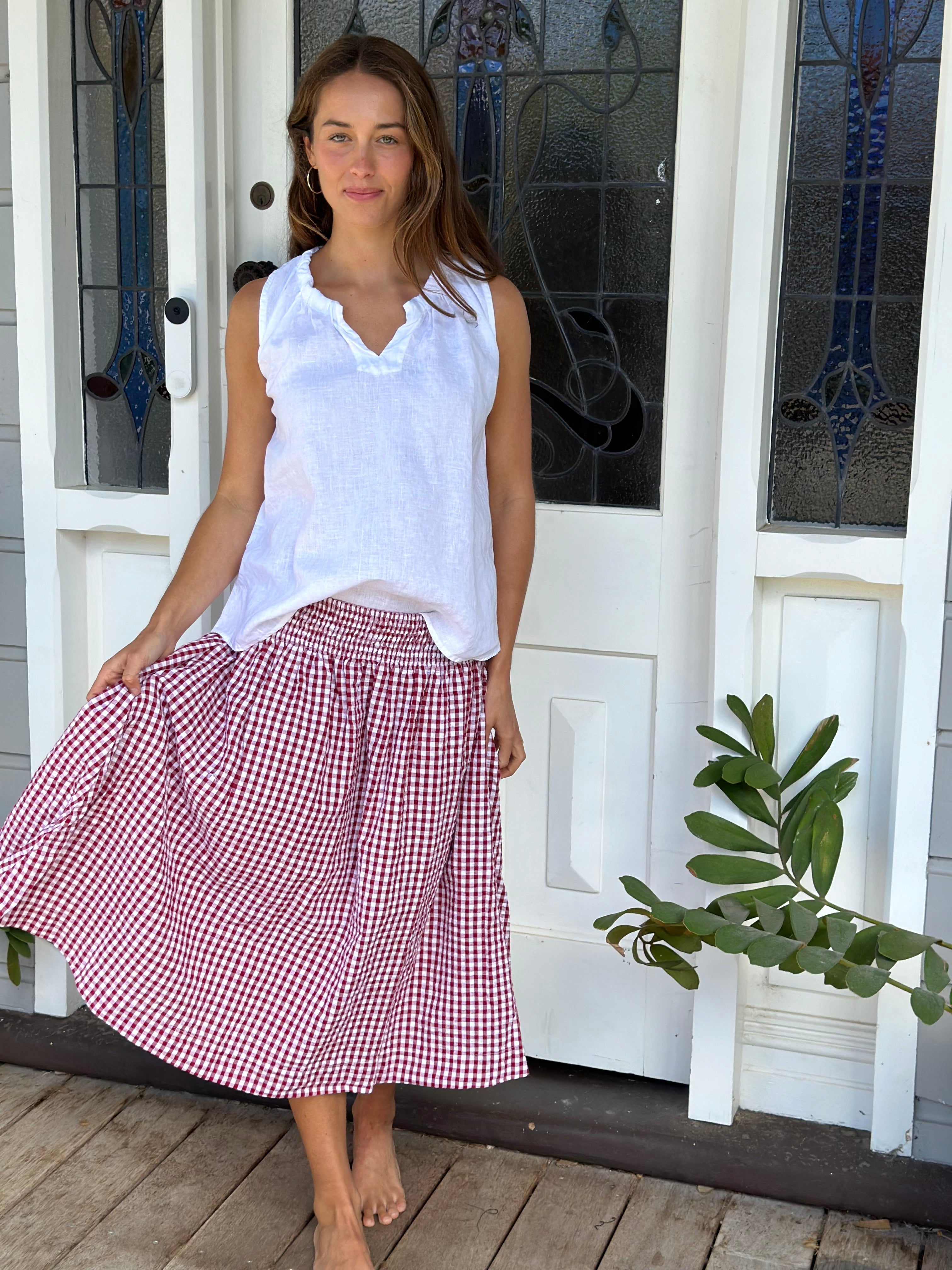 lola skirt -dark red gingham