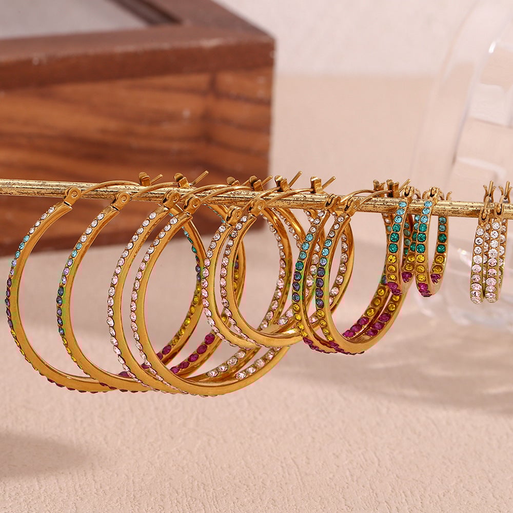 Fashion Circle Geometric Stainless Steel 18K Gold Plated Earrings