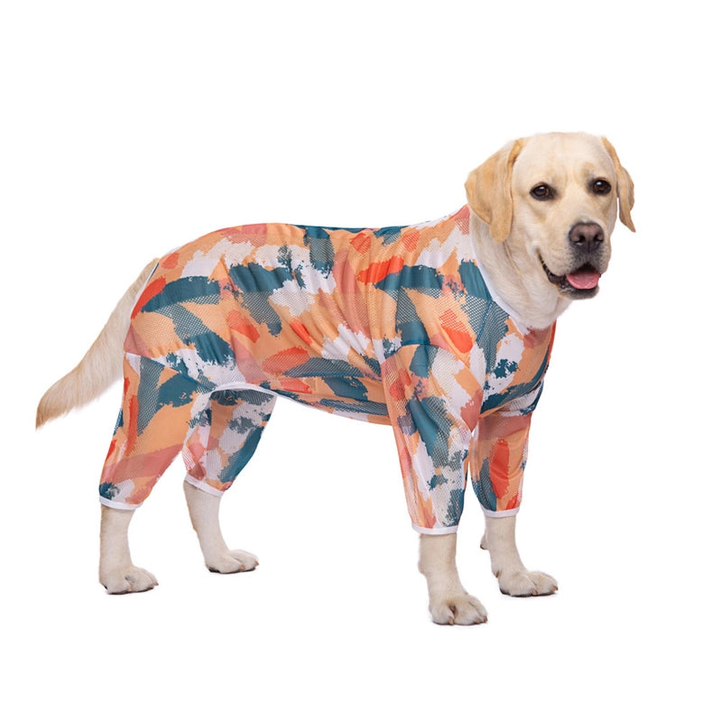 Spring And Autumn Summer Mesh Print Labrador Dog Golden Retriever Medium And Large Dog Four-Legged Pet Dog Clothes