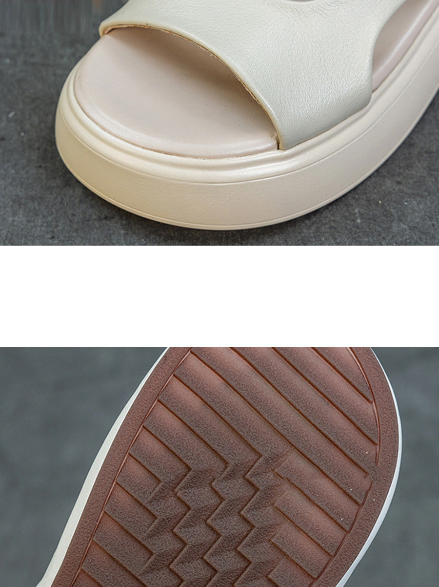 Women Summer Casual Genuine Leather Platform Sandals
