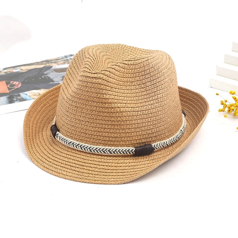 Women's Vacation Classic Style Geometric Curved Eaves Sun Hat Straw Hat