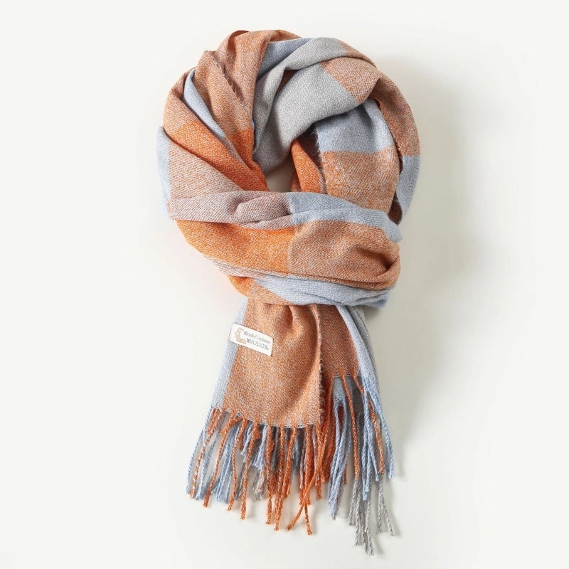 Women's Minimalist Classic Style Color Block Imitation Cashmere Scarf