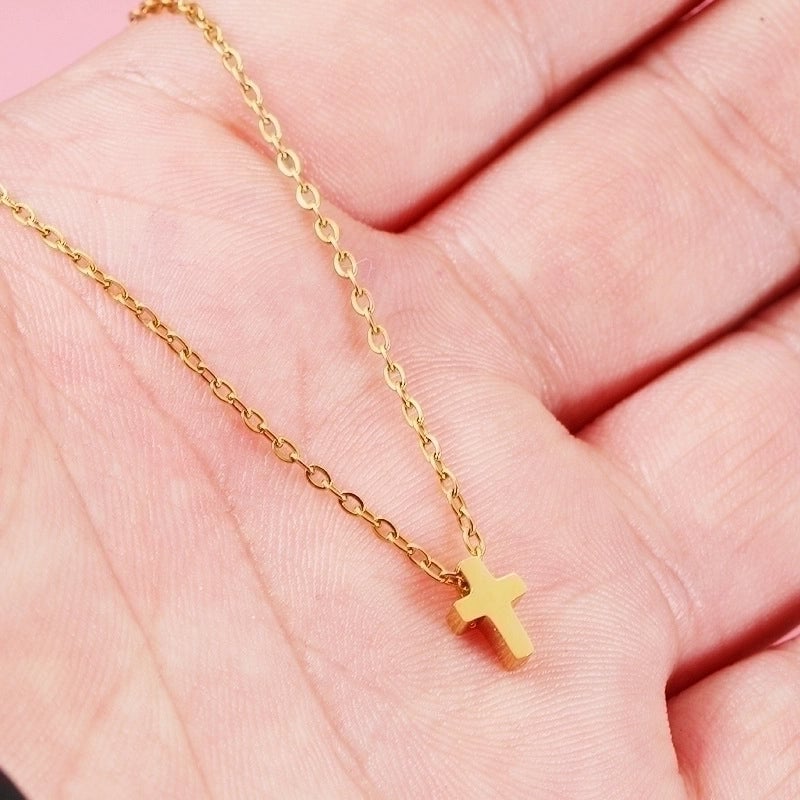 Stainless Steel 18K Gold Plated Basic Classic Style Plating Cross None Pendant Necklace