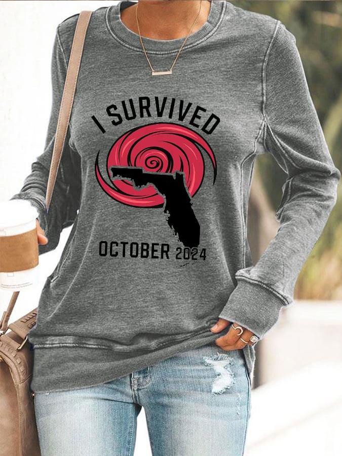 Women's I Survived OCTOBER 2024 Print Sweatshirt