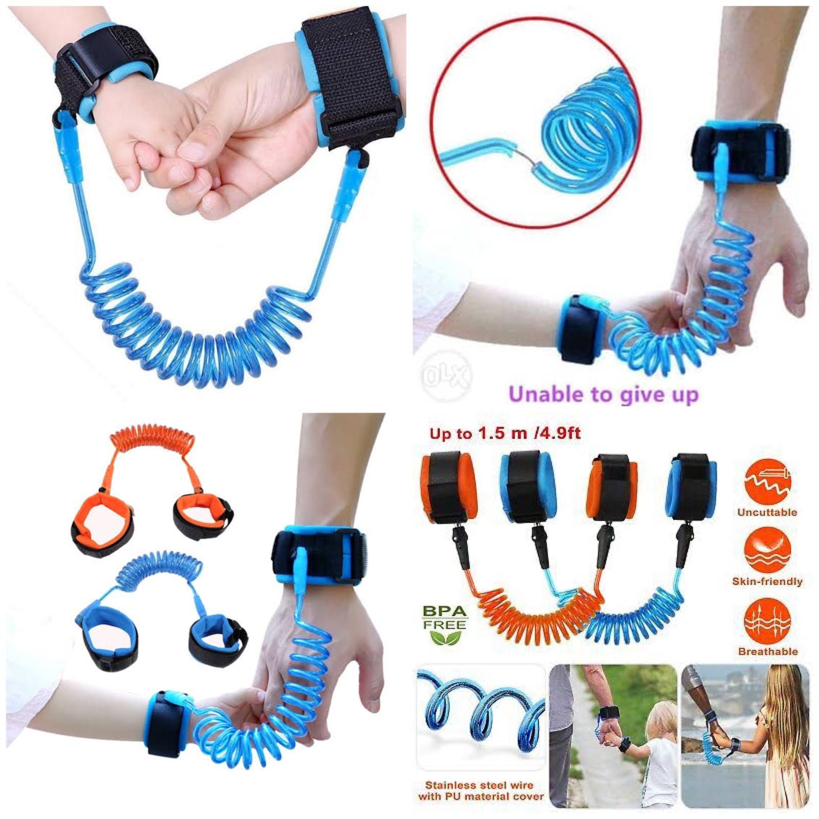 Baby Child Anti Lost Wrist Link Safety Harness Strap Rope. Wristband For Toddlers. Kids Loss