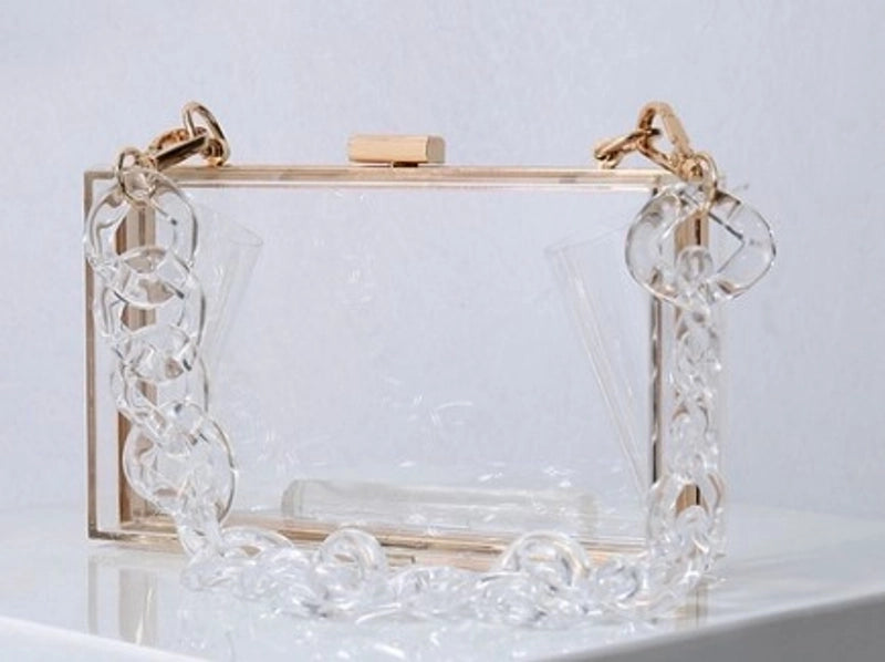 Red Transparent Fluorescent Green Arylic Solid Color Square Evening Bags