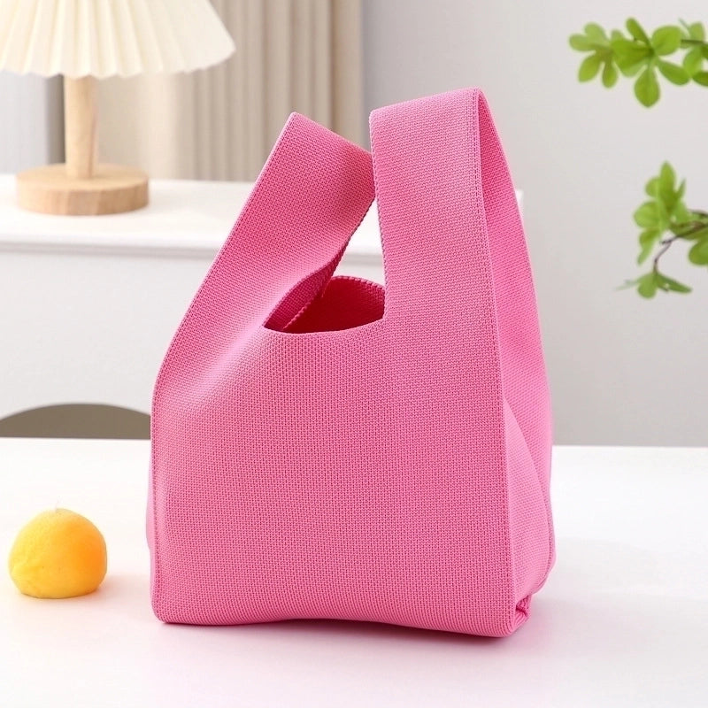 Women's Small Knit Solid Color Basic Classic Style Open Handbag