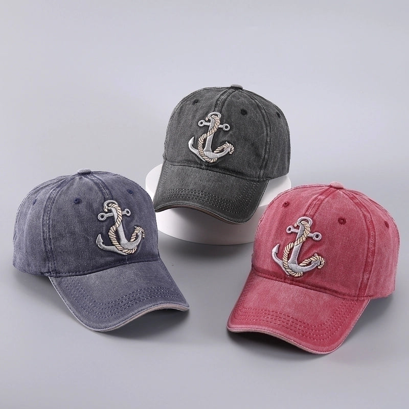 Unisex Hip-hop Retro Streetwear Anchor Embroidery Curved Eaves Baseball Cap