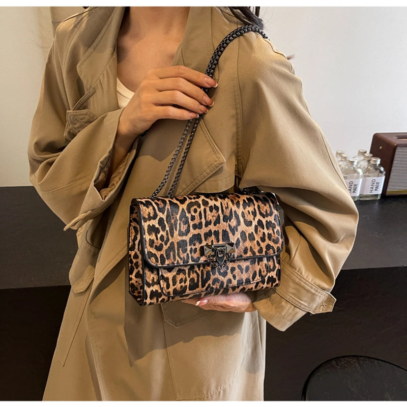 Women's Small Pu Leather Color Block Streetwear Square Flip Cover Shoulder Bag