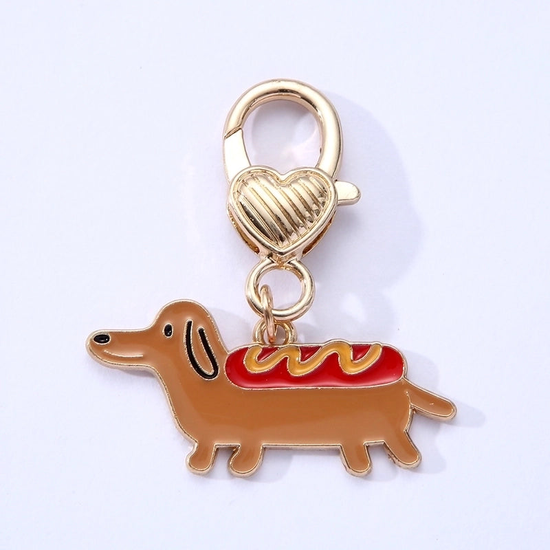 Cute Pet Dog Alloy Drip Oil Pendant Jewelry Accessories