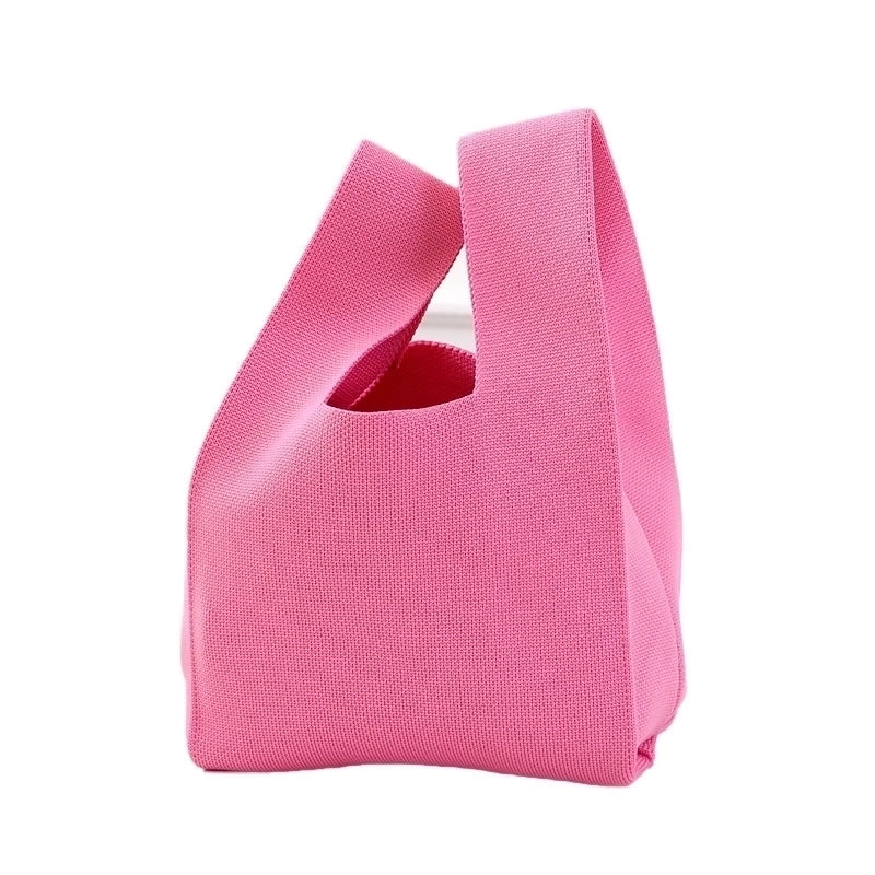 Women's Small Knit Solid Color Basic Classic Style Open Handbag