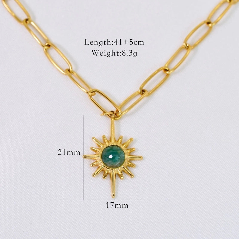 2 Pieces Minimalist Geometric Titanium Steel 14K Gold Plated Pendant Necklace