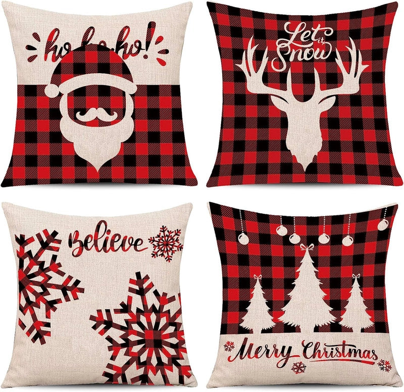 Christmas Casual Glam Christmas Tree Cotton And Linen Pillow Cases Couch & Sofa Decor