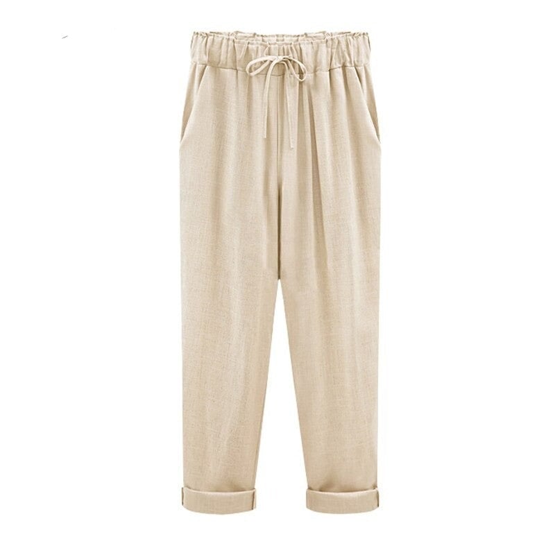 High Waist Summer Classic Slim Linen Pants