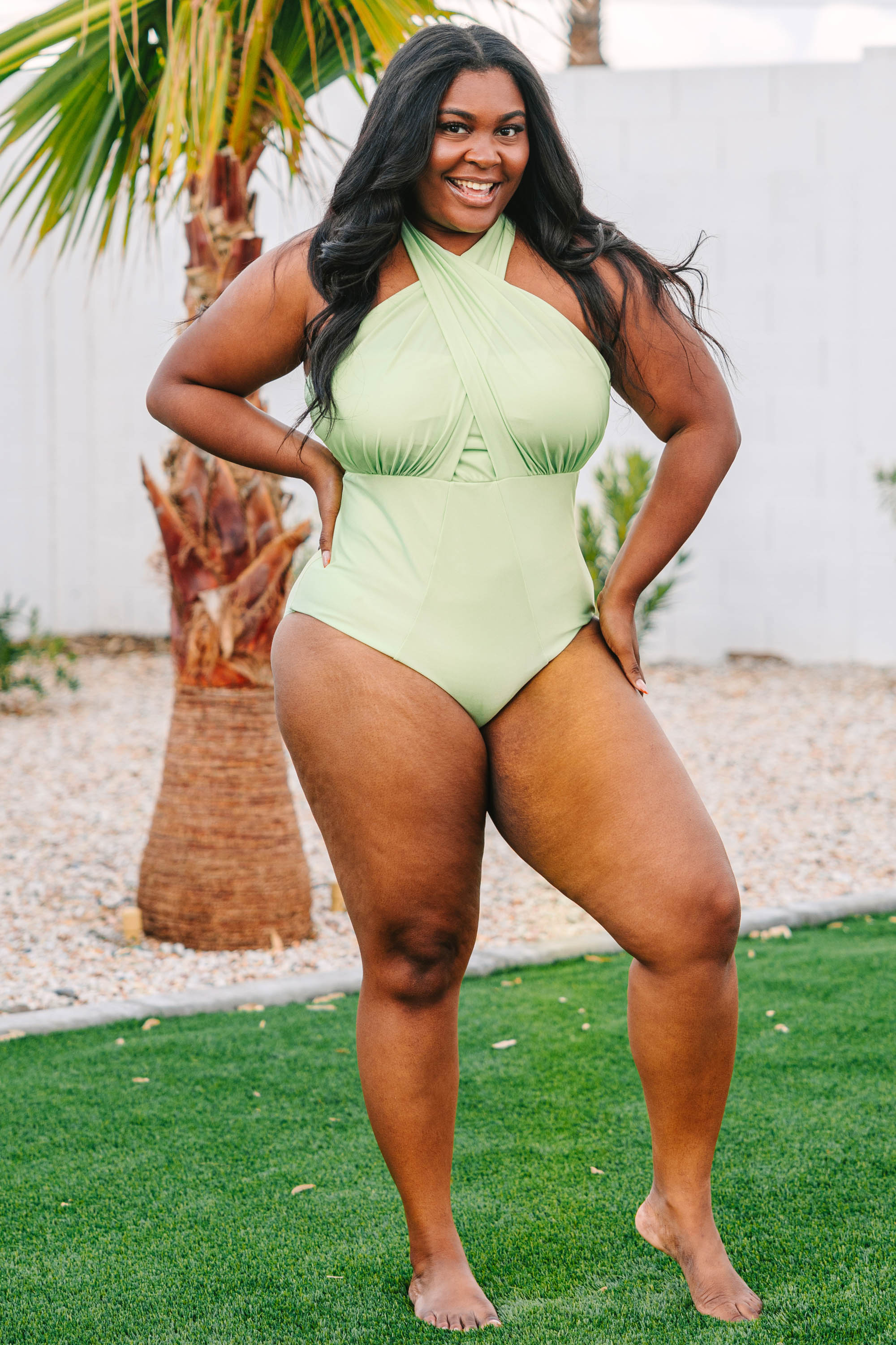 Sandy Beach Swimsuit. Shimmer Green