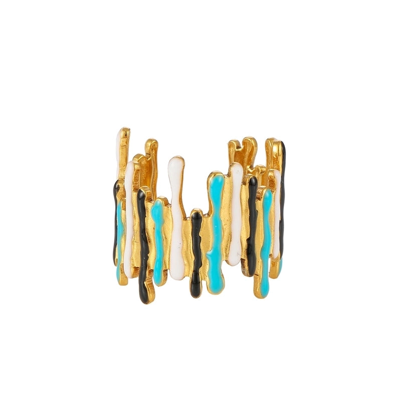 Elegant Minimalist Geometric 304 Stainless Steel Enamel Stainless Steel Rings