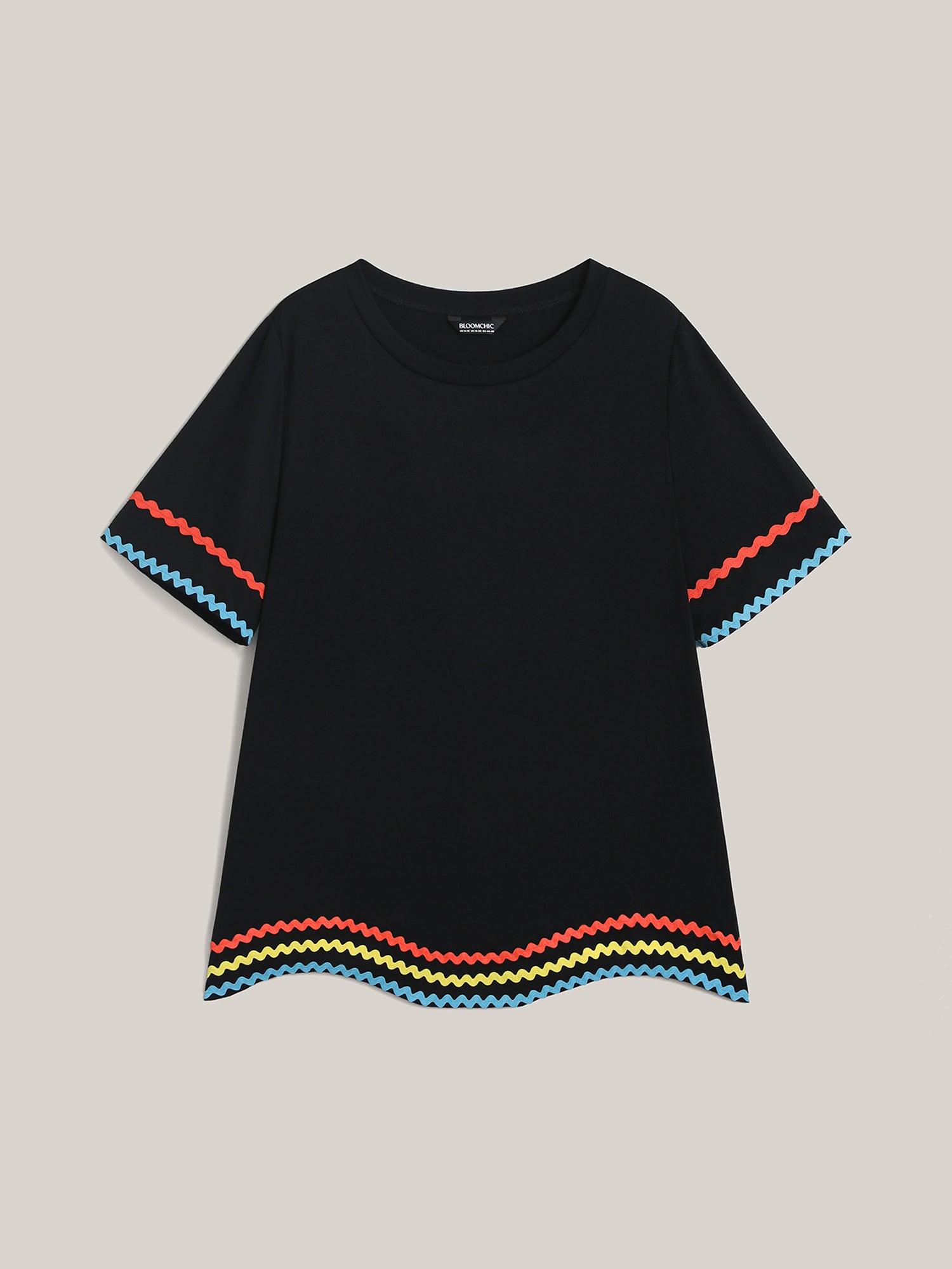 Multi-Color Webbed Crew Neck Plain T-Shirt