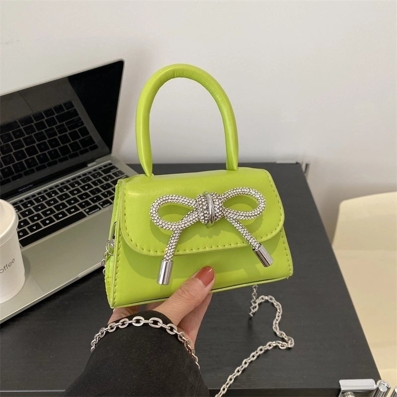 Women's Mini Pu Leather Bow Knot Elegant Magnetic Buckle Handbag
