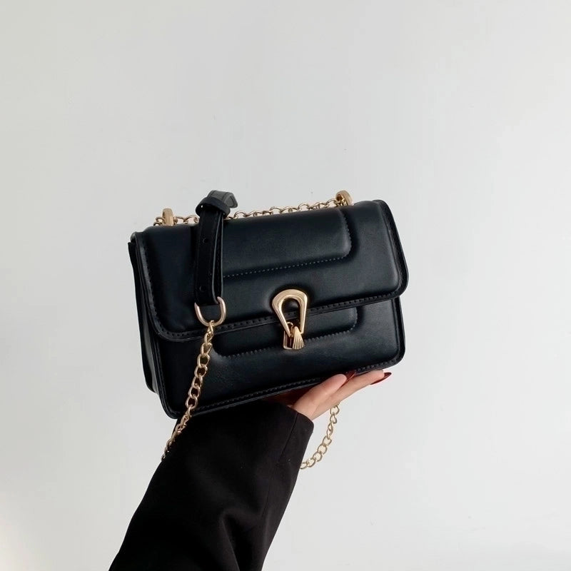 Women's Pu Leather Solid Color Classic Style Flip Cover Shoulder Bag