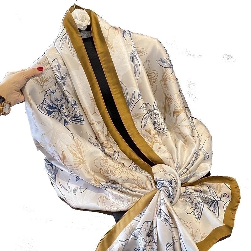 Women's Retro Bohemian Flower Silk Shawl