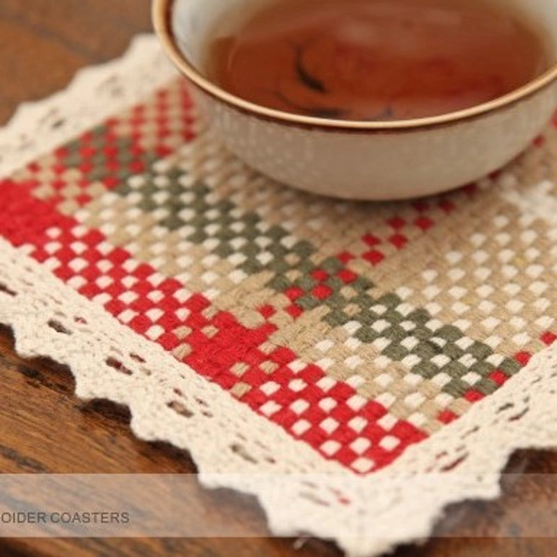 Pastoral Lattice Pure Cotton Tablecloths Artificial Decorations