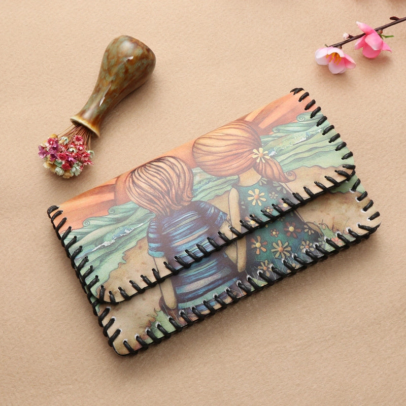 Women's Pu Leather Printing Animal Vintage Style Square Magnetic Buckle Phone Wallets