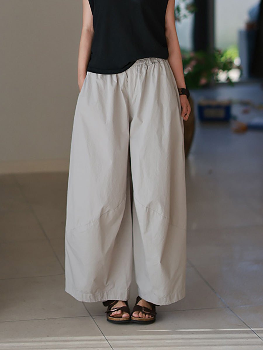 Women Summer Casual Pure Color 100%Cotton Harem Pants