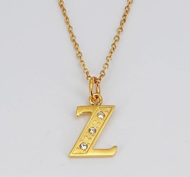 Minimalist Letter 304 Stainless Steel Rhinestones Inlay Stainless Steel Necklaces
