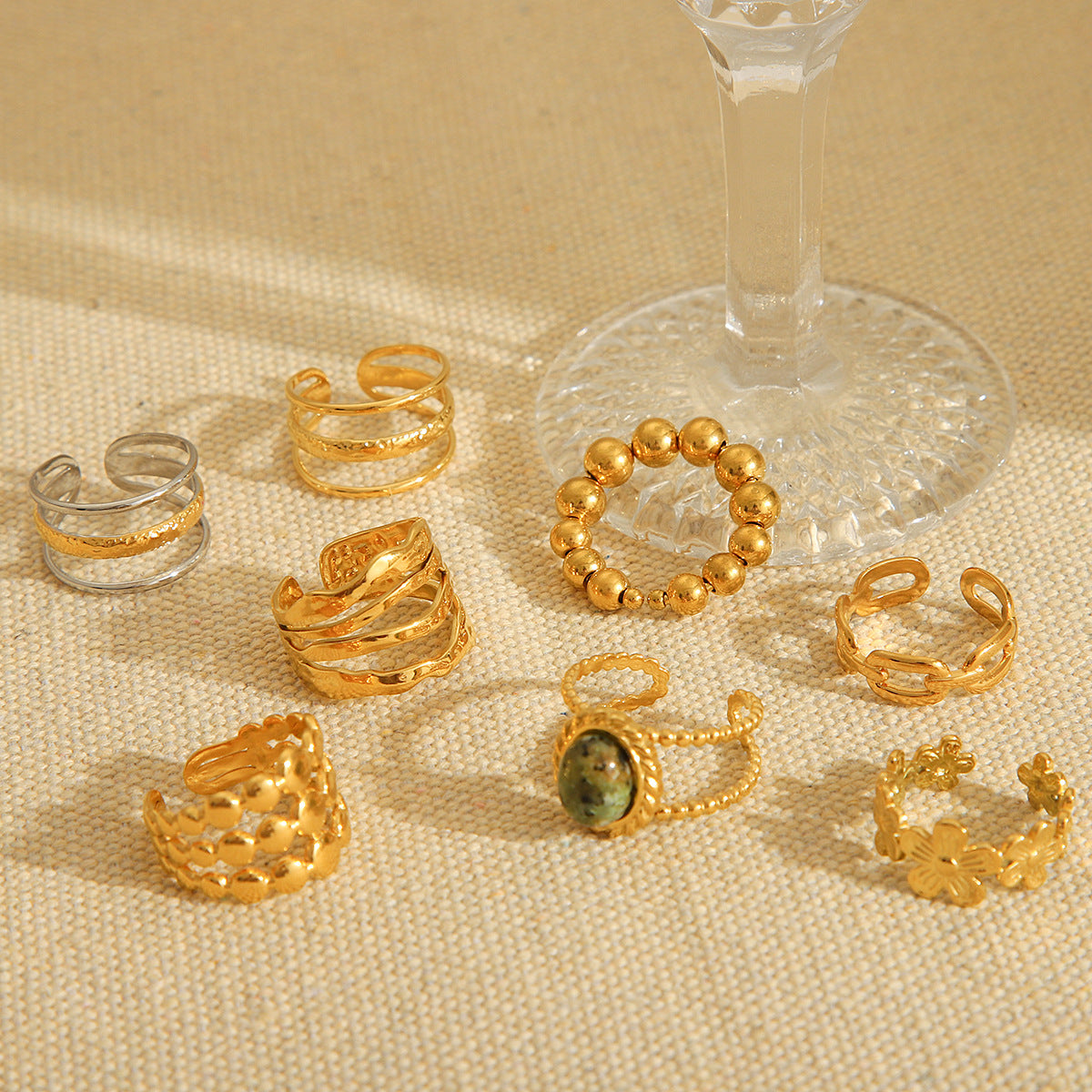 Ring Stripe Circle Geometric Stainless Steel Electroplating Rings