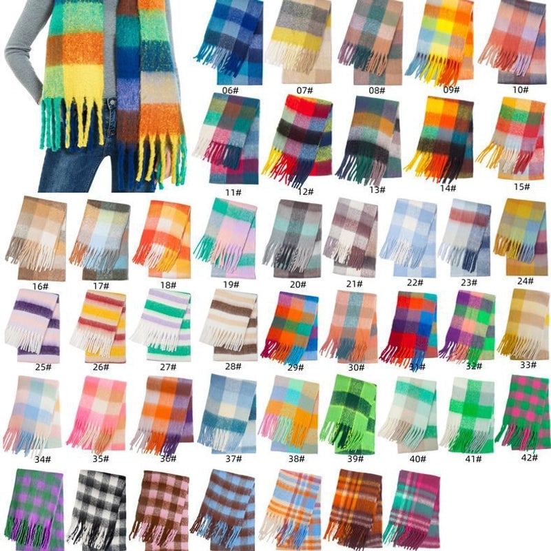 Women's Casual Minimalist Lattice Polyester Tassel Scarf