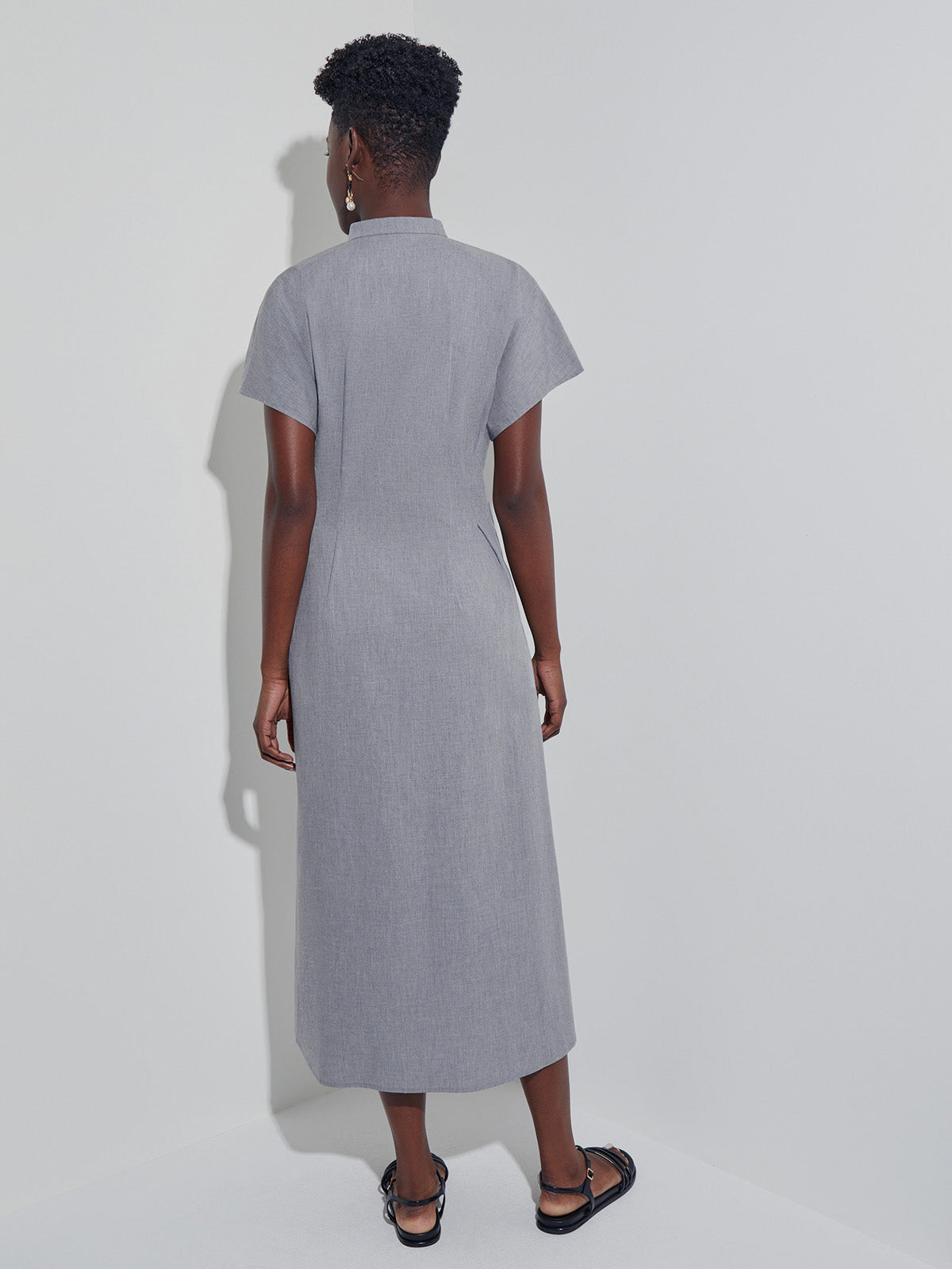 Fit & Flare Button Front Maxi Dress - Modern Fit