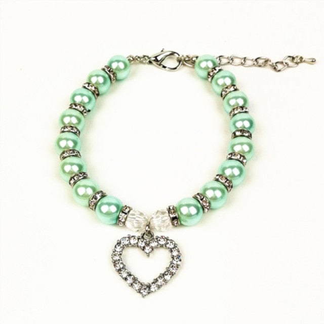 Rhinestone Pearl Dog Cat Collar Necklace