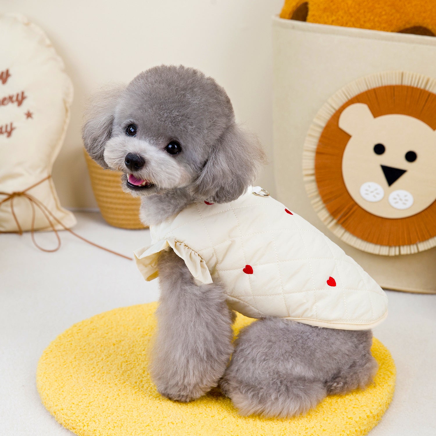 Warm Heart Printed Ruffled Sleeves Harness Jacket