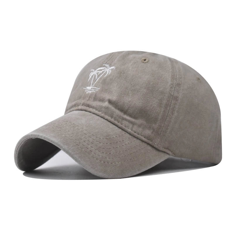 Unisex Basic Coconut Tree Embroidery Crimping Baseball Cap