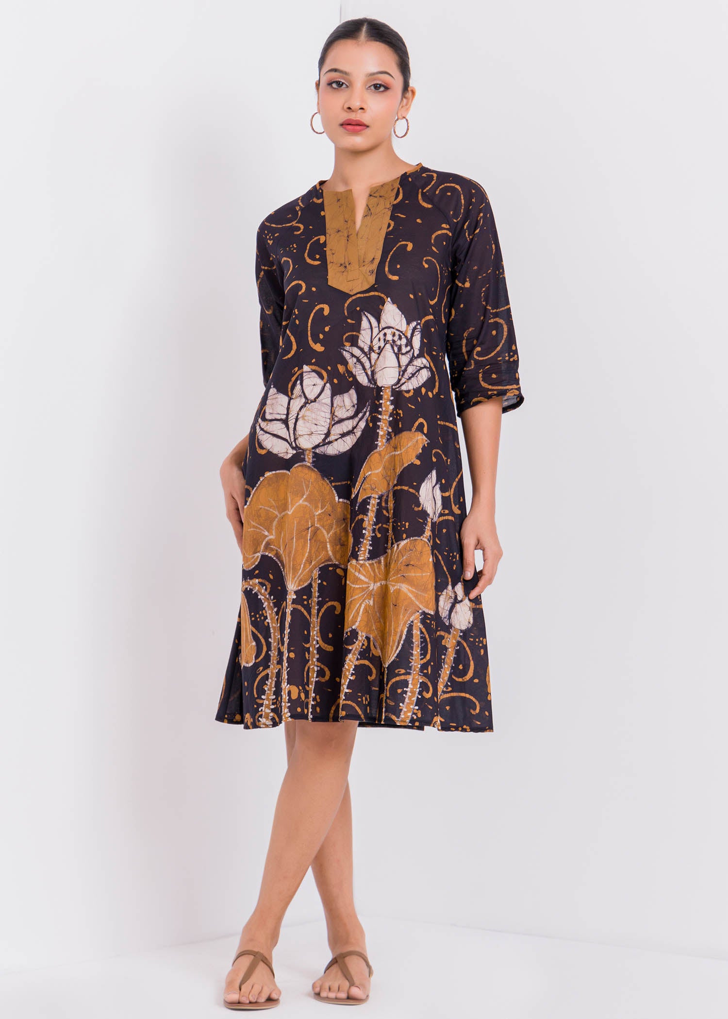 Batik Lotus Hand Printed Dress