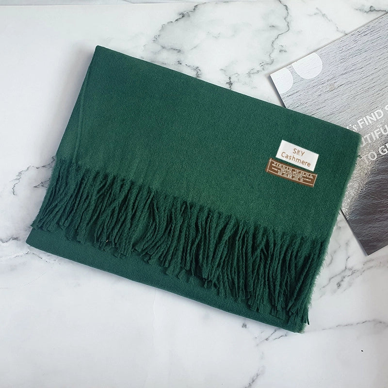 Big Red Scarf Thickened Cashmere Scarf Solid Color Women's Winter Explosions Cashmere Scarf Women's Wool Shawl