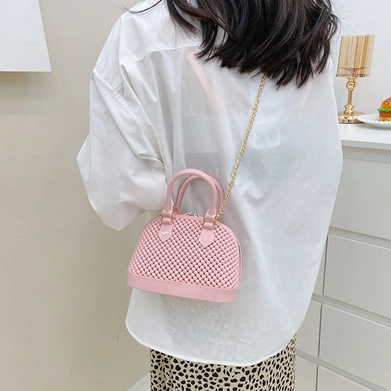 Women's Pvc Solid Color Fashion Shell Zipper Shoulder Bag Crossbody Bag Dome Bag